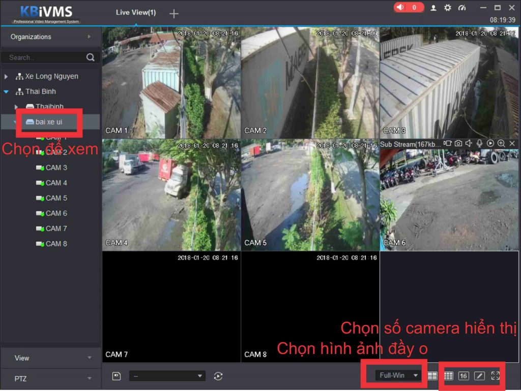 Quan sát trực tiếp trên máy tính, đầu ghi hình.